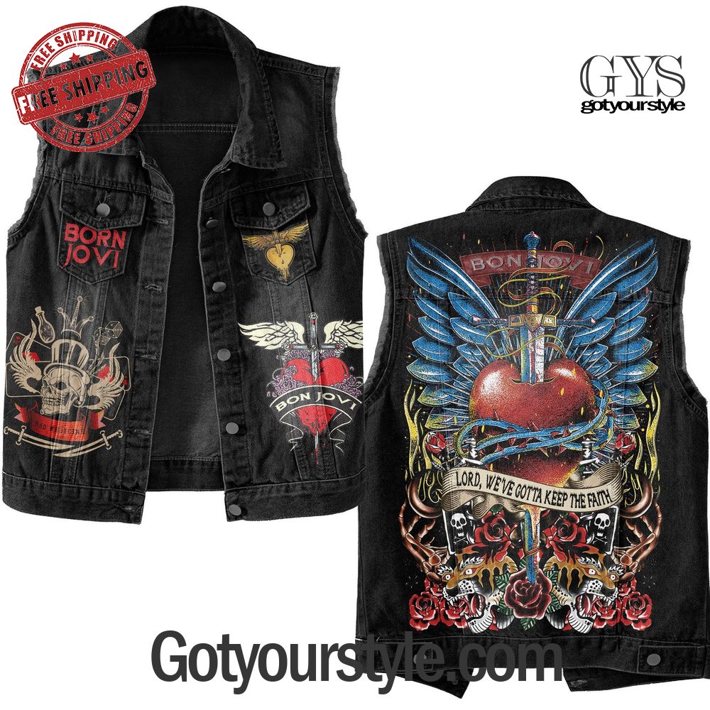 Bon Jovi Keep The Faith Sleeveless Denim Jacket