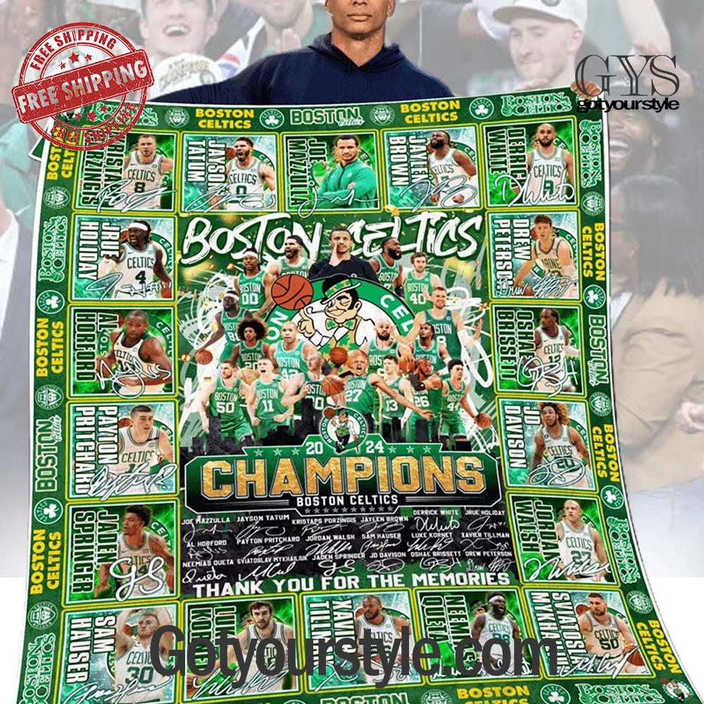 Boston Celtics 2024 NBA Champions Flannel Blanket