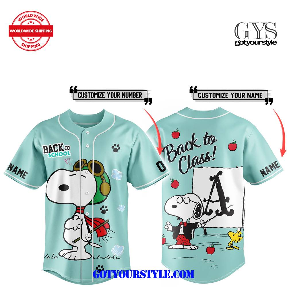 Back To School Snoopy Custom Baseball Jersey