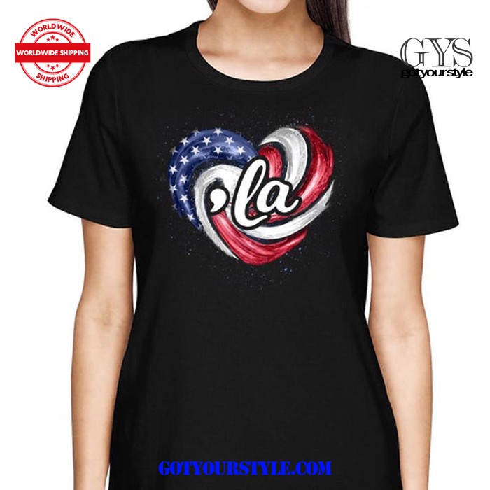 Comma La Kamala Harris Wave Heart Nation Flag Shirt