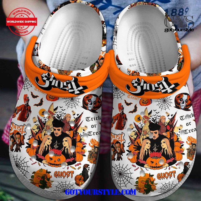 Ghost Band Trick Or Treat Crocs Clogs