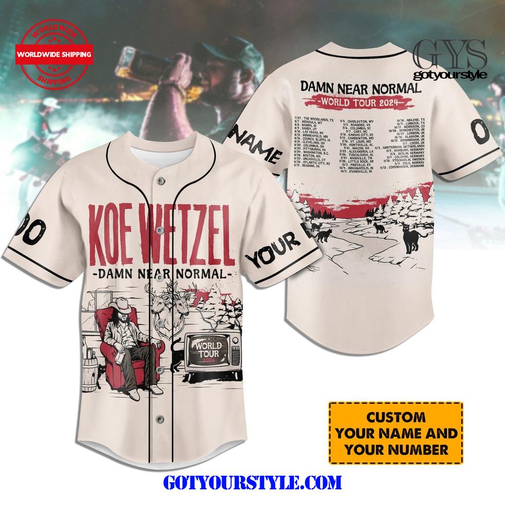 Koe Wetzel Damn Near Normal Custom Baseball Jersey