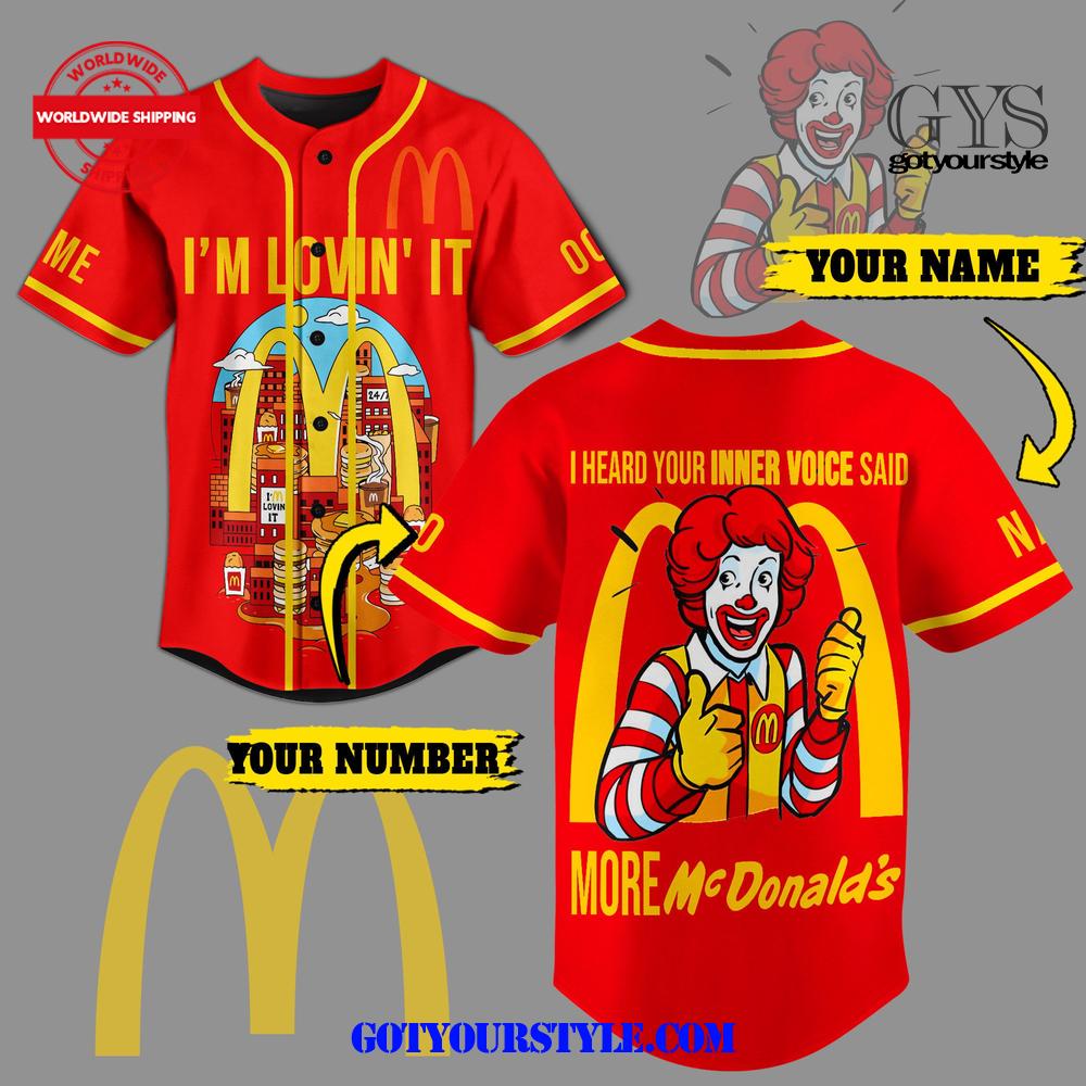 McDonald More Burger Custom Baseball Jersey