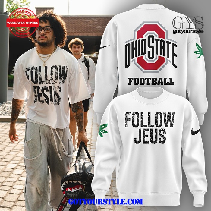 Ohio State Football Follow Jesus White Nike Sweatshirt