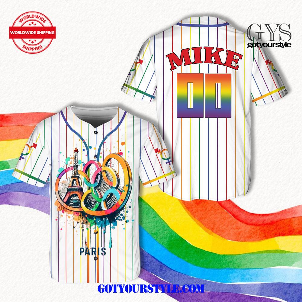 Paris Olympics Games LGBT Custom Rainbow Baseball Jersey