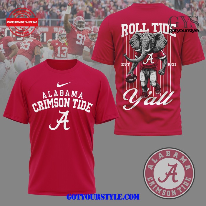 Alabama Crimson Tide Roll Tide Y’all Red Shirt