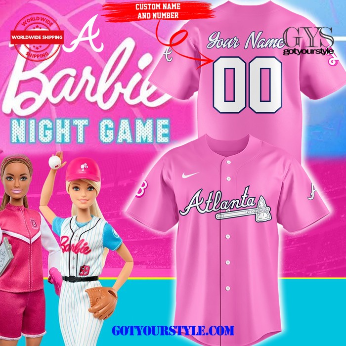 Atlanta Braves x Barbie Night Game Pink Baseball Jersey