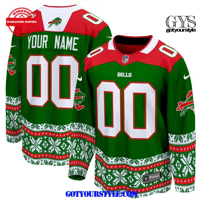 Buffalo Bills Christmas 2024 Limited Green Hockey Jersey