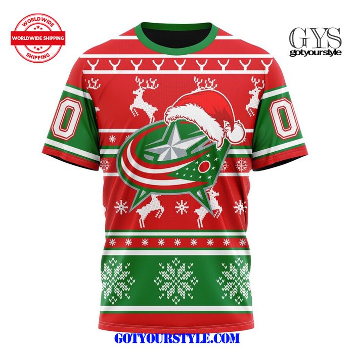 Columbus Blue Jackets Christmas Santa Claus Unisex Shirt