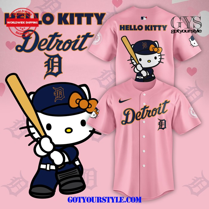 Detroit Tigers Hello Kitty 2024 Pink Baseball Jersey