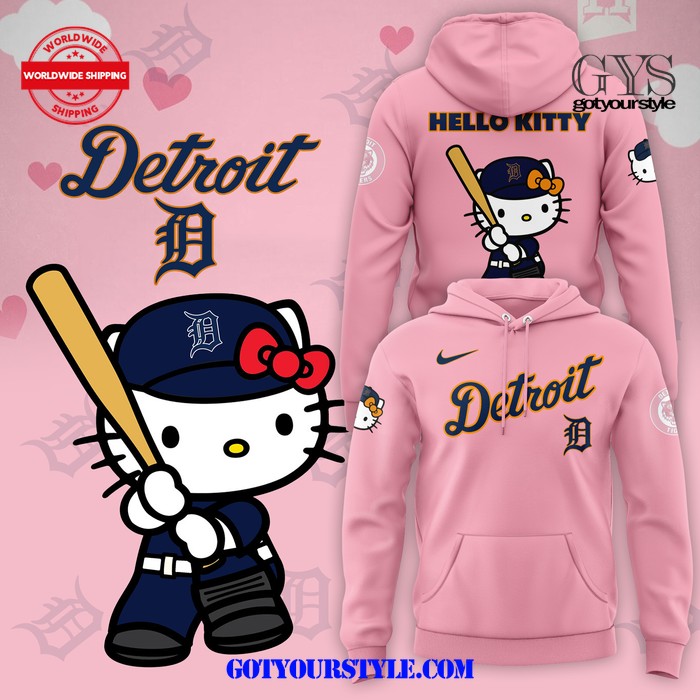 Detroit Tigers Hello Kitty Limited Edition Pink Hoodie