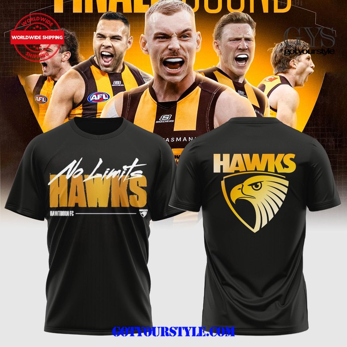 Hawthorn Football The Finals No Limits Hawks Black Unisex Shirt