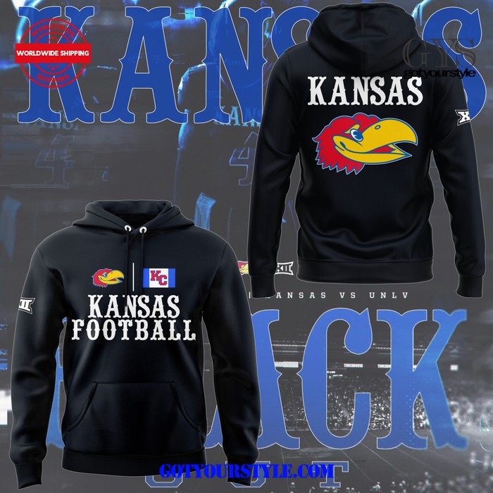 Kansas Jayhawks Football Logo 2024 Black Hoodie