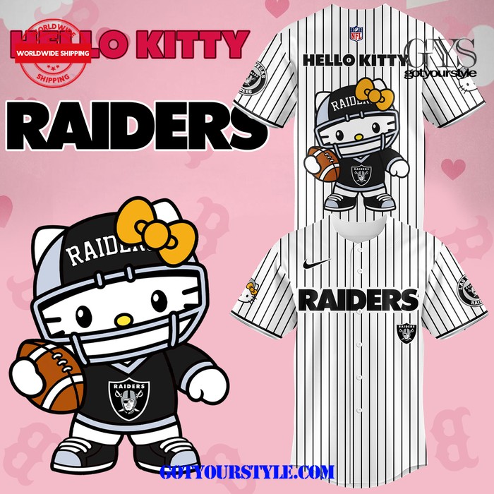 Las Vegas Raiders Hello Kitty Pinstripe 2024 Baseball Jersey