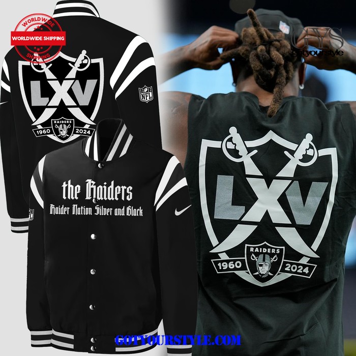 Las Vegas Raiders The Raiders Nation Silver And Black Baseball Jacket