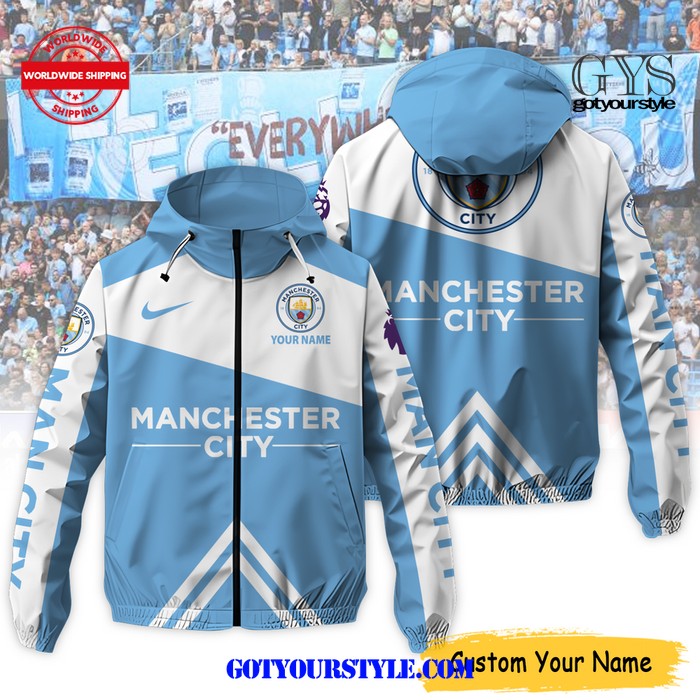 Manchester City Custom Name Windbreaker Outdoor Jacket