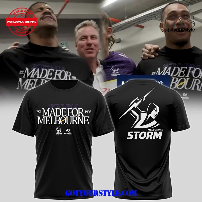 Melbourne Storm 2024 Made For Melbourne Black Tee Shirt