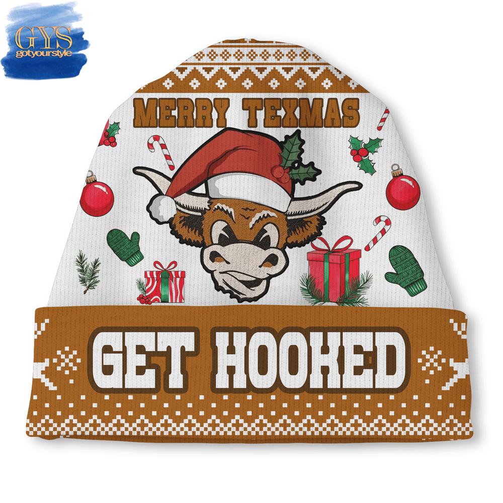 Merry Texmas Longhorns Get Hooked Beanie Hat