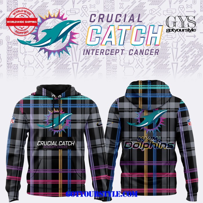 Miami Dolphins Crucial Catch Intercept Cancer 2024 Hoodie