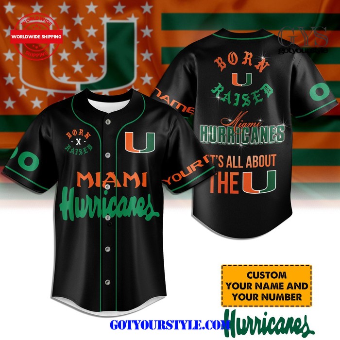 Miami Hurricanes Born And Raised Baseball Jersey