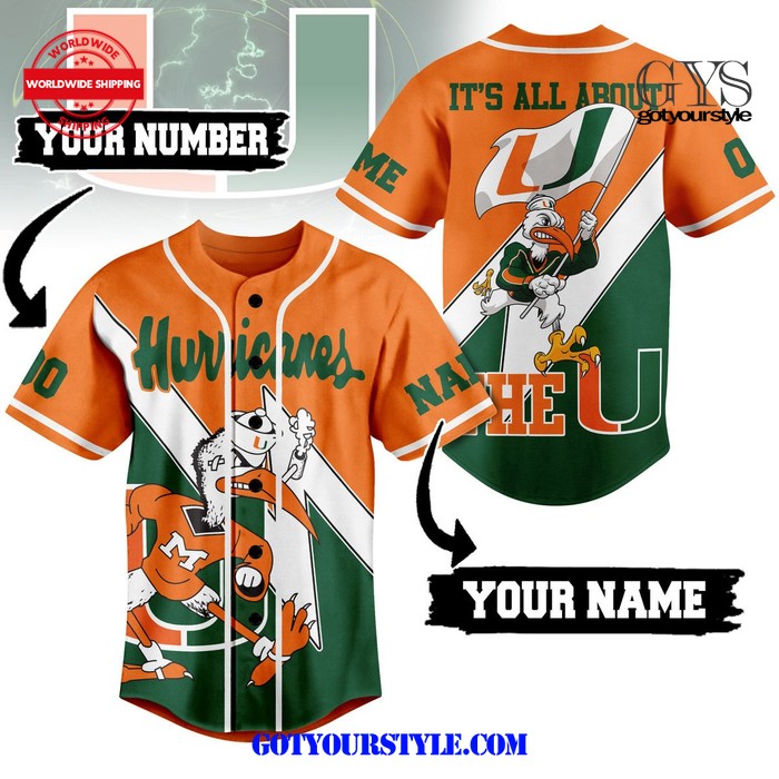 Miami Hurricanes Personalization Baseball Jersey