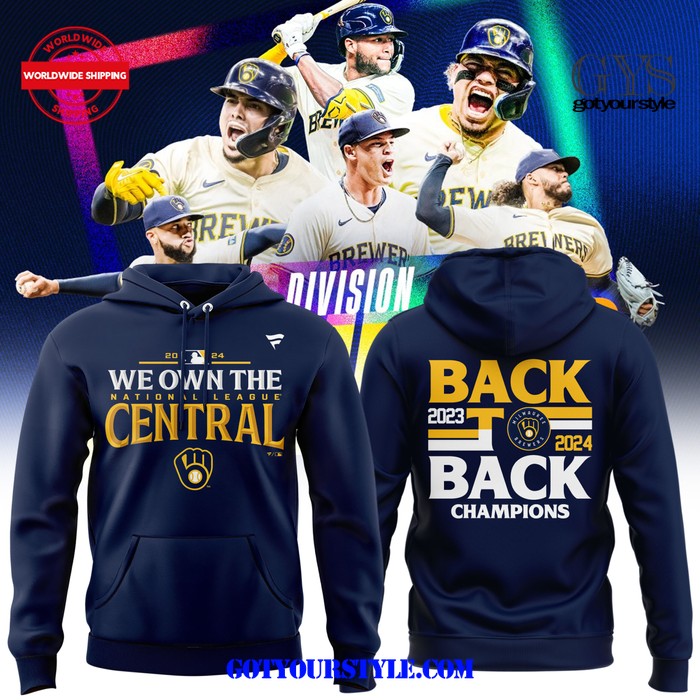 Milwaukee Brewers Back To Back Champions 2024 Navy Hoodie