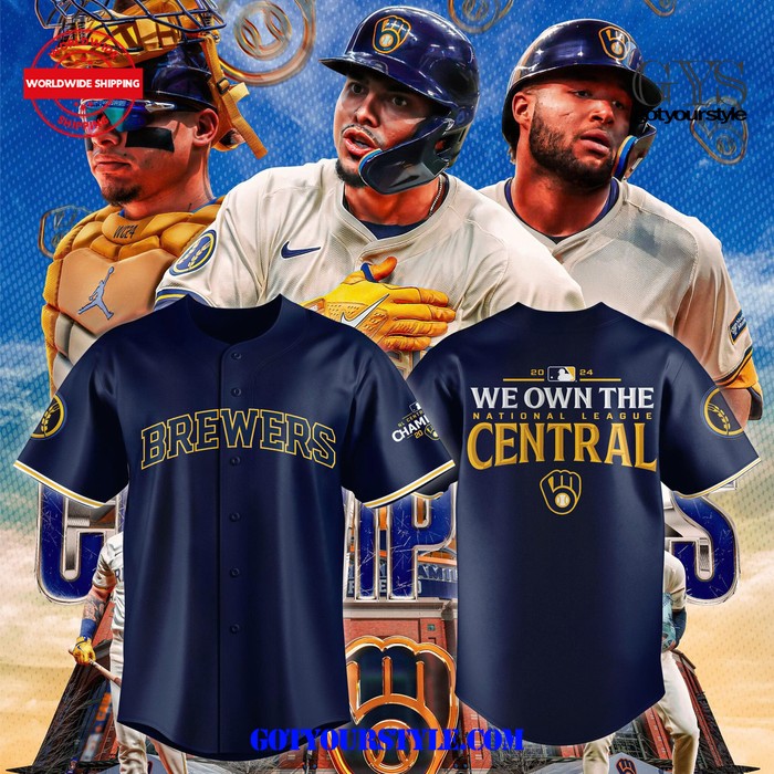 Milwaukee Brewers Fanatics Navy 2024 Central Division Champions Baseball Jersey