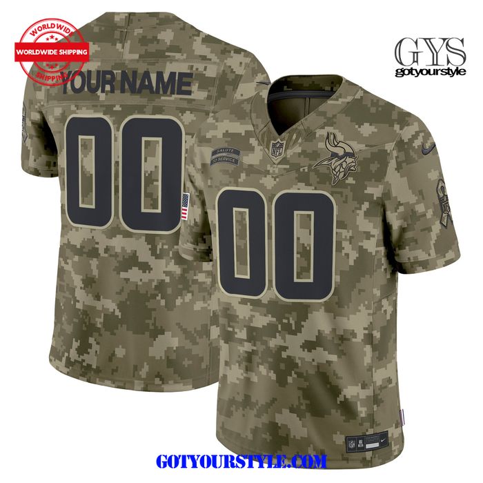 Minnesota Vikings 2024 Salute to Service Olive Camo Limited Edition Jersey