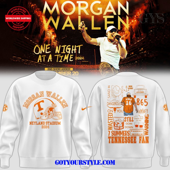 Morgan Wallen Neyland Stadium 2024 White Nike Sweatshirt