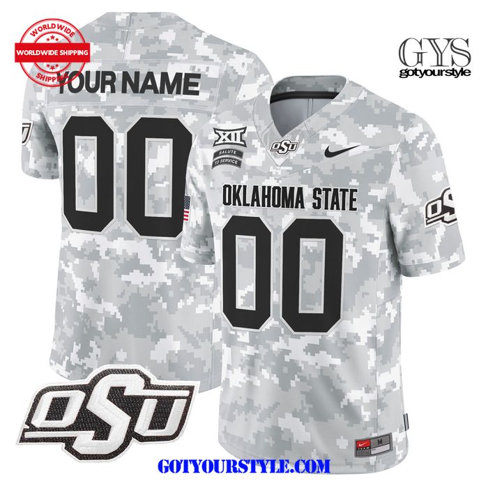 Oklahoma State Cowboys 2024 Salute to Service Arctic Camo Limited Edition Jersey