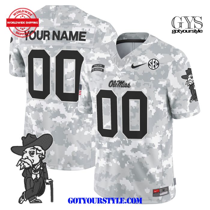 Ole Miss Rebels 2024 Salute to Service Arctic Camo Limited Edition Jersey