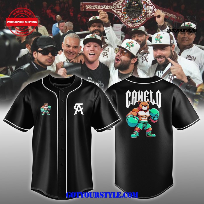 Saul Canelo Alvarez Boxing Bear Black Baseball Jersey