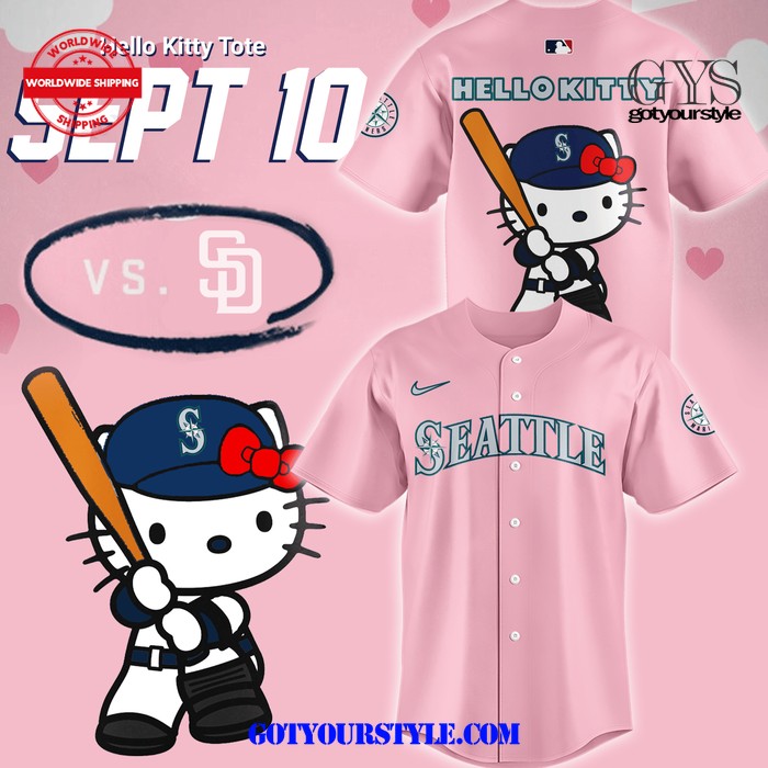 Seattle Mariners x Hello Kitty Night Pink Baseball Jersey