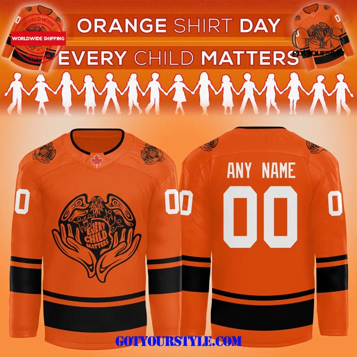 Vancouver Canucks Orange Shirt Day Every Child Matters Hockey Jersey