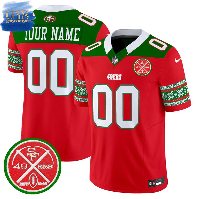 49ers 2024 Christmas Limited Edition Red Football Jersey