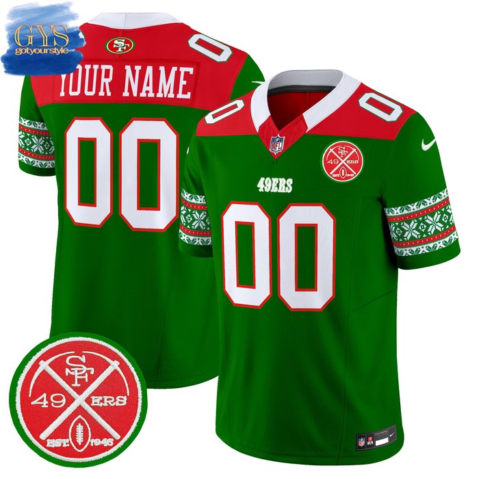 49ers 2024 Christmas Vapor Limited Green Football Jersey