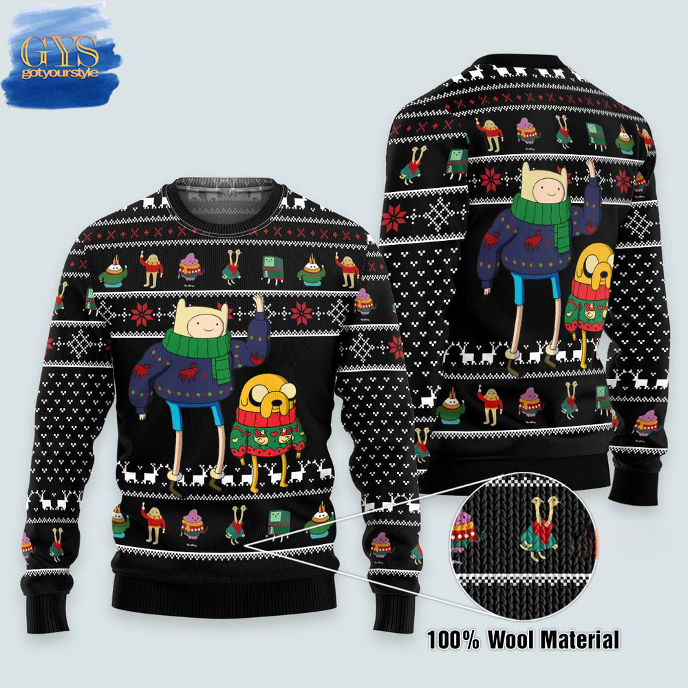 Adventure Time Pattern Christmas Ugly Sweater