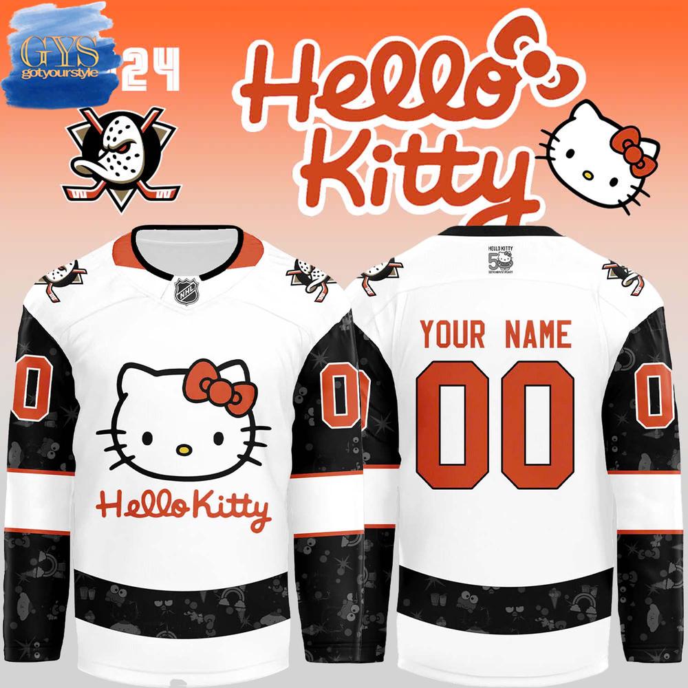 Anaheim Ducks x Hello Kitty 50th Anniversary Exclusive Personalized Hockey Jersey