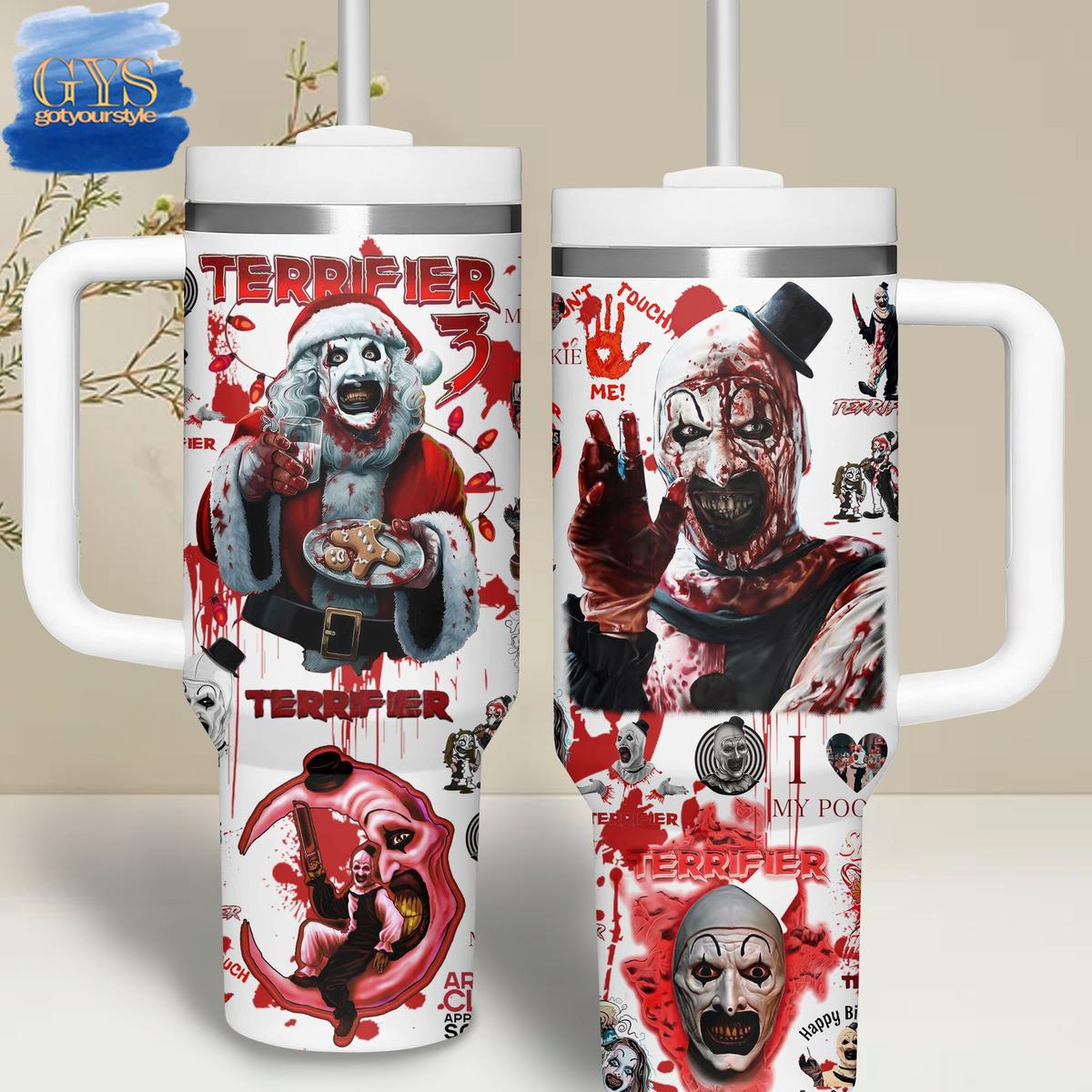 Art The Clown Terrifier 40 Oz Handle Tumbler