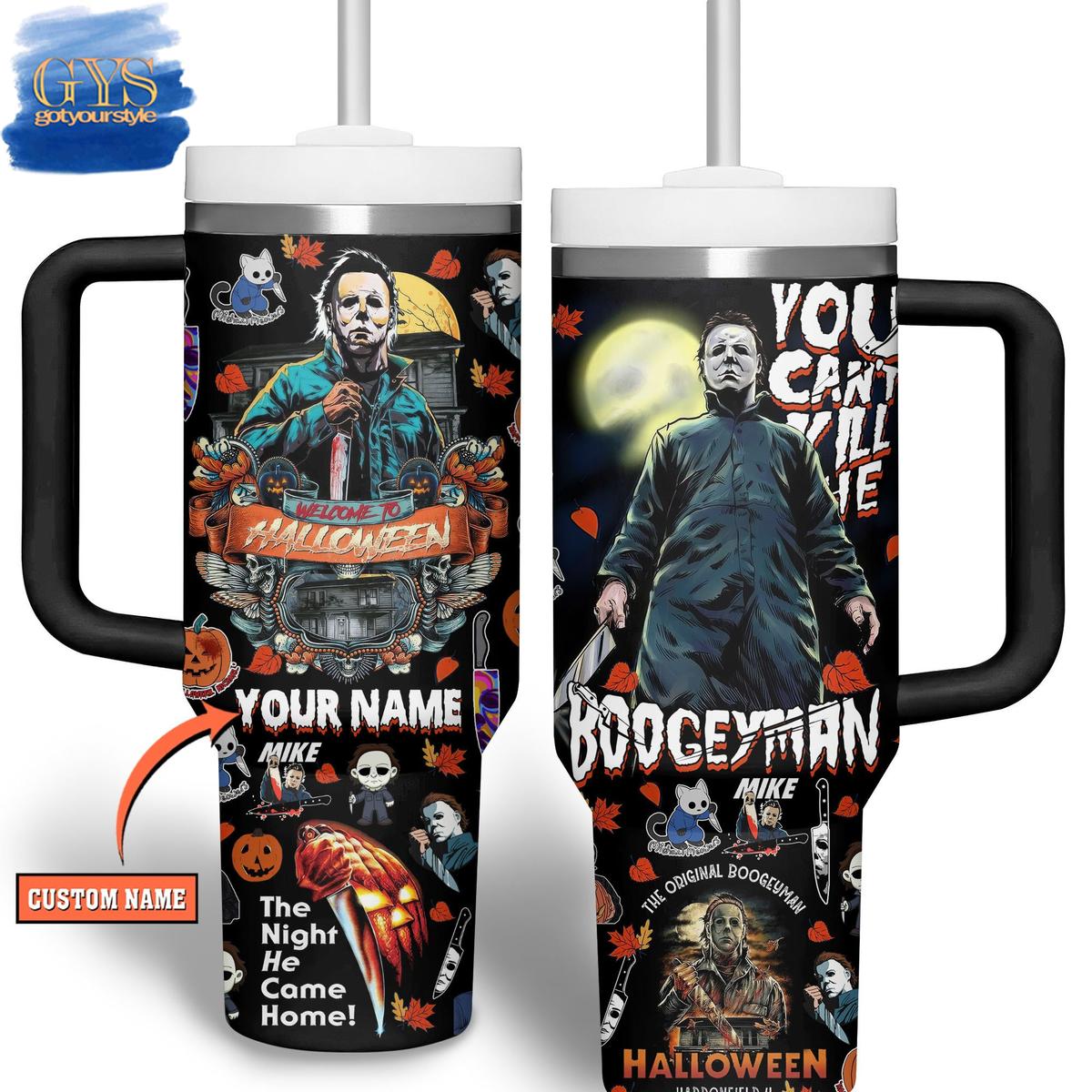 Boogeyman Halloween Haddonfield 40 Oz Handle Tumbler