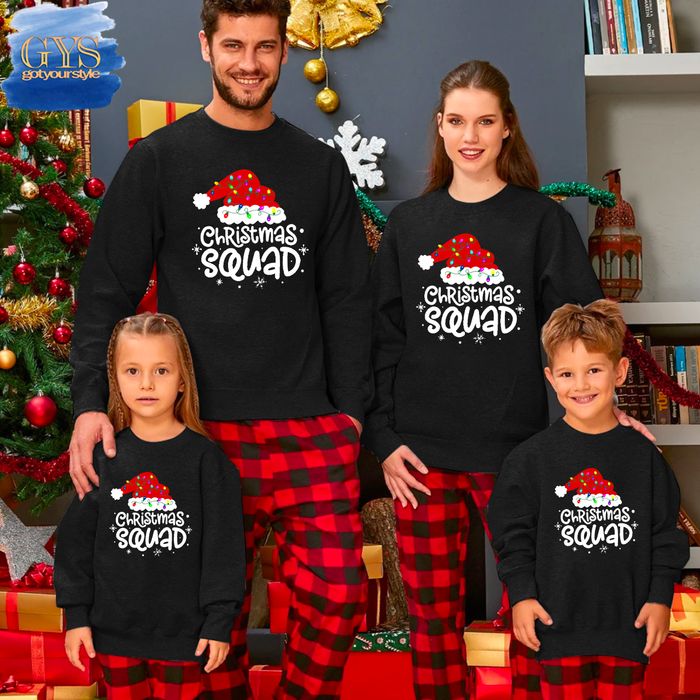 Christmas Squad Santa Hat Lights Family Christmas Pajamas Set