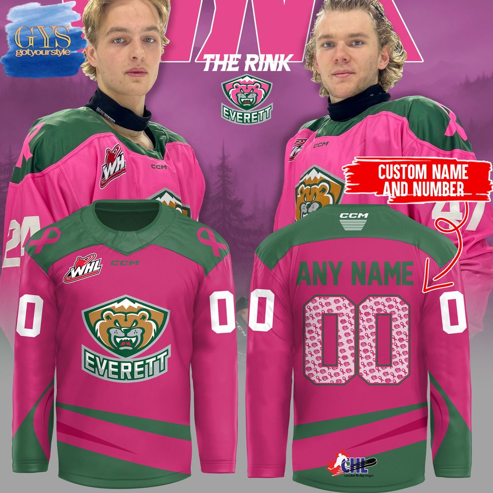 Everett Silvertips 2024 Pink The Rink Limited Edition Jersey