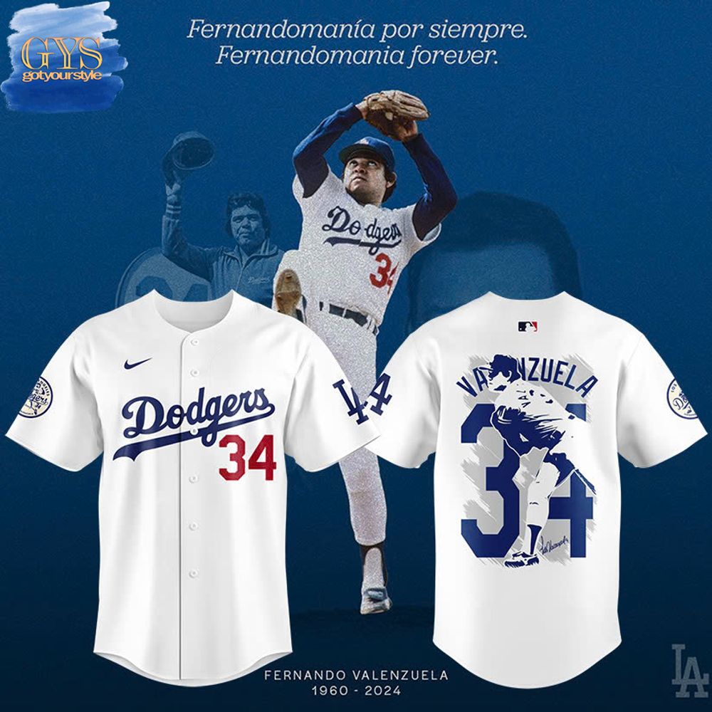 Fernando Valenzuela 34 Forever Special Baseball Jersey