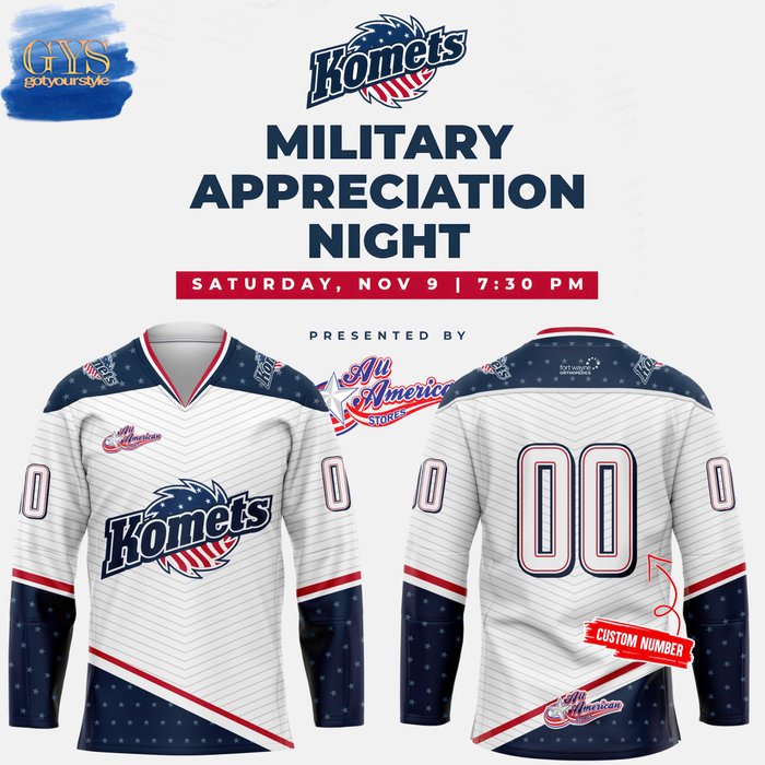 Fort Wayne Komets Military Appreciation Night 2024 Hockey Jersey