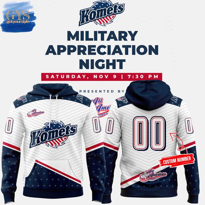 Fort Wayne Komets Military Appreciation Night New Hoodie