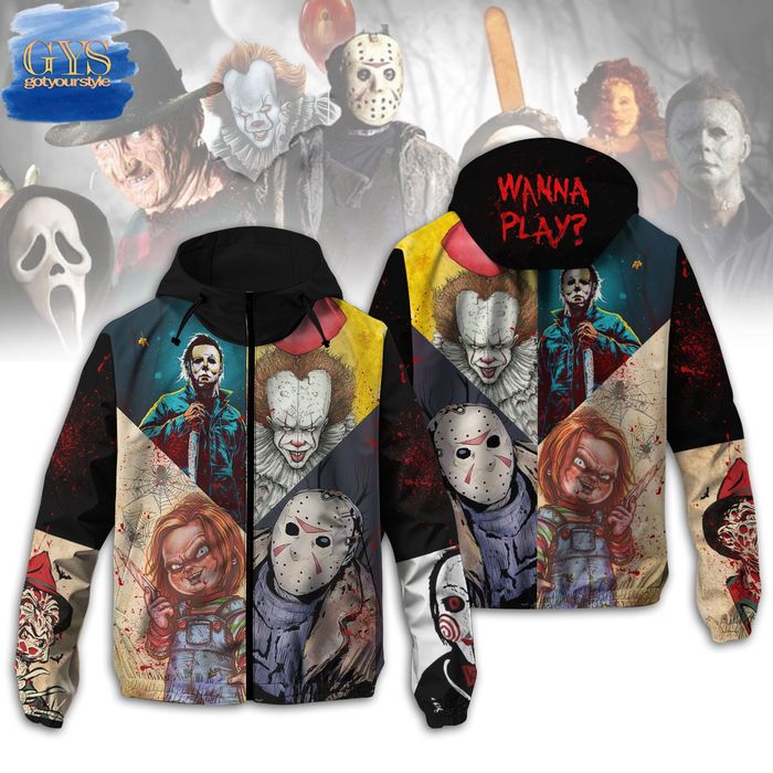 Horror Movies Wanna Play Windbreaker Jacket