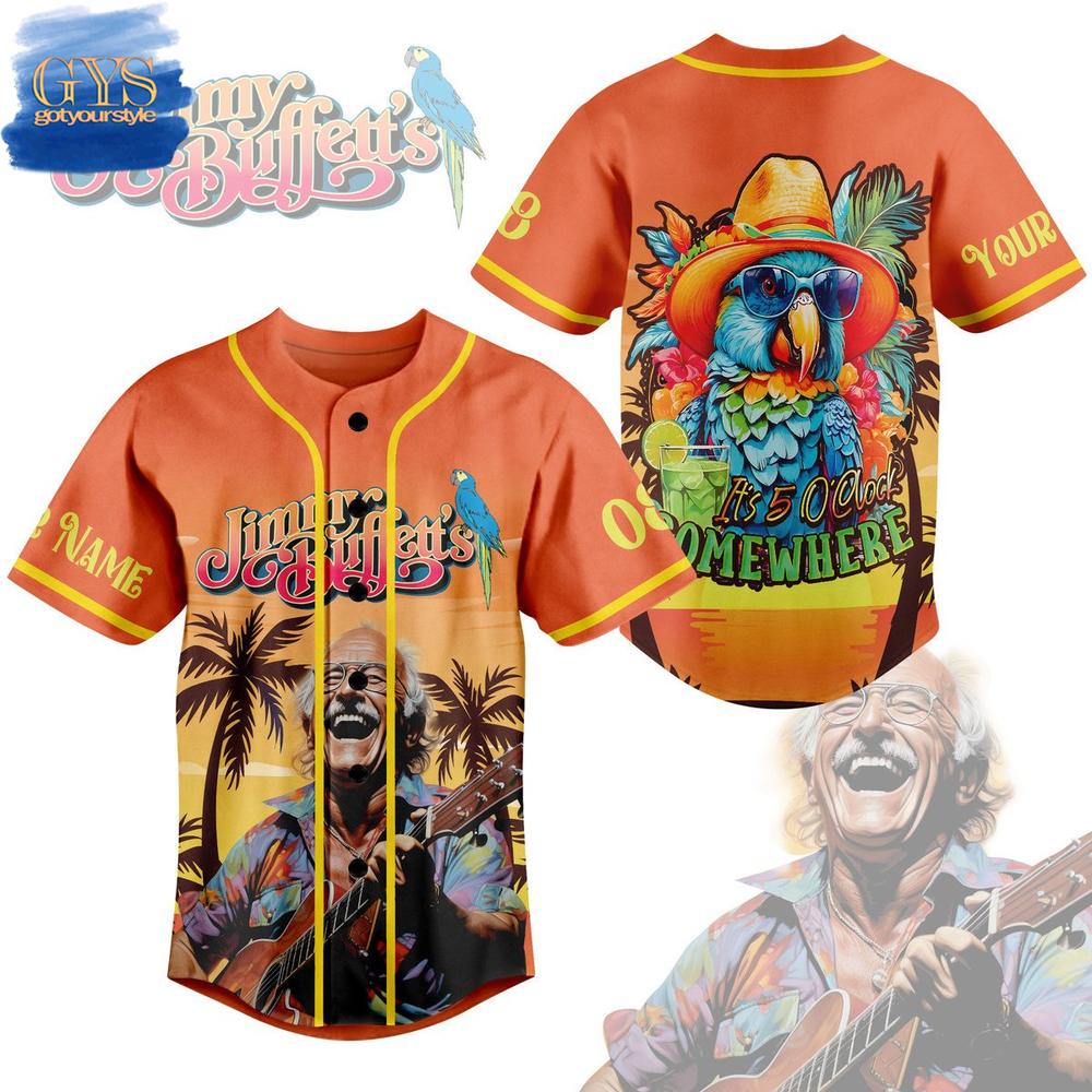 Jimmy Buffett It’s 5 O’clock Somewhere Custom Name Baseball Jersey