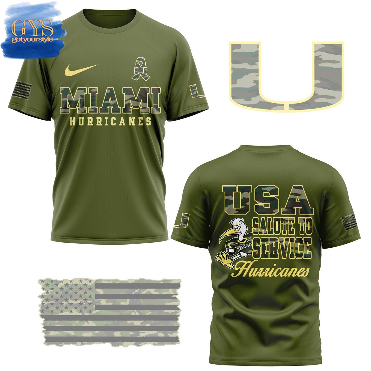 Miami Hurricanes Salute To Service Limited Edition T-Shirt