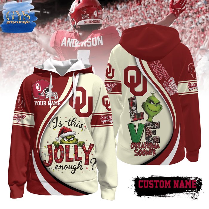 Oklahoma Sooners Is This Jolly Enough Grinch Limited Hoodie