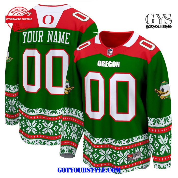 Oregon Ducks 2024 Christmas Is Coming Green Jersey